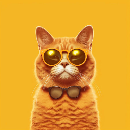 Funny Cat Wearing Sunglasses Generative AIの素材
