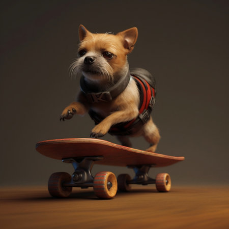 Dog Riding a Skateboard Generative AIの素材