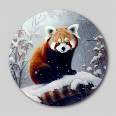 Red Panda in Winter Snow Generative AIの素材