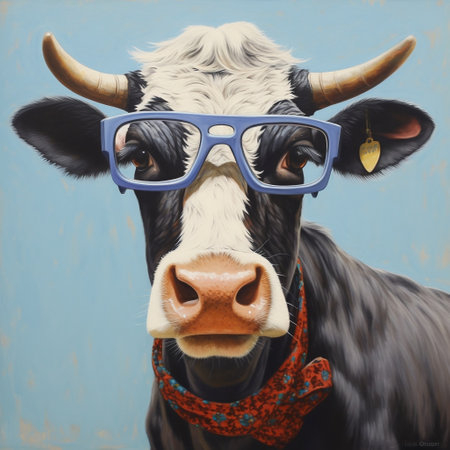 Cow Wearing Glasses Generative AIの素材