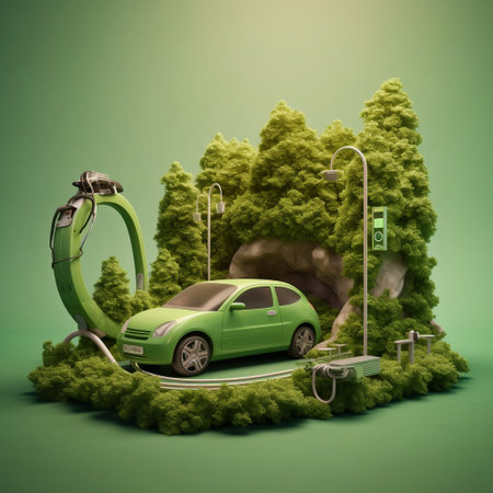 Charging Electric Vehicle: Eco-friendly Transportation Generative AIの素材