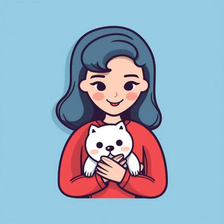 Vector Illustration of a Girl Holding a Dog Generative AIの素材
