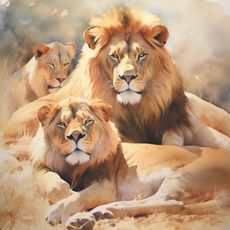 Resting Pride of Lions Generative AIの素材