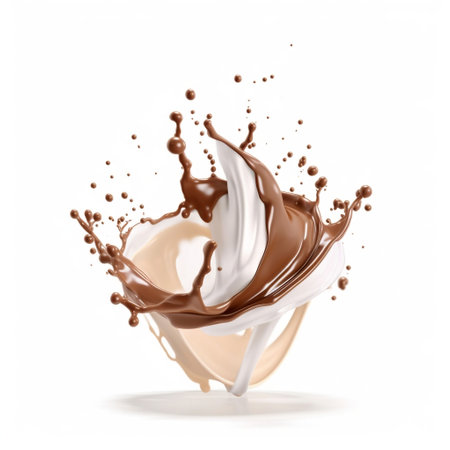 Isolated Chocolate Milk Splash on White Generative AIの素材