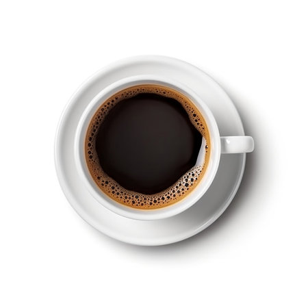 Isolated Hot Black Coffee: White Cup Generative AIの素材