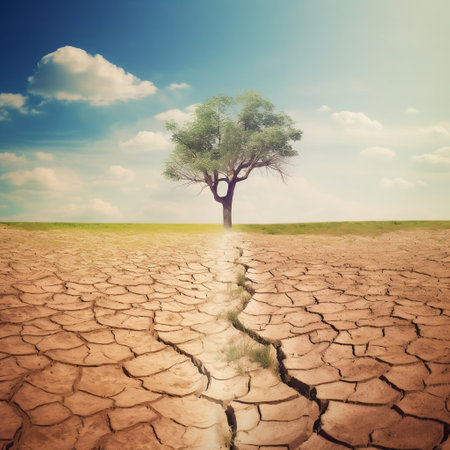 Climate Change: Tree on Drought-Ridden Land Generative AIの素材