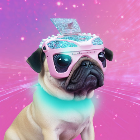 Fairy Kei Pug: VR-Headset Wearing Dog Generative AIの素材