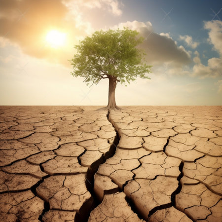 Climate Change: Tree on Drought-Ridden Land Generative AIの素材