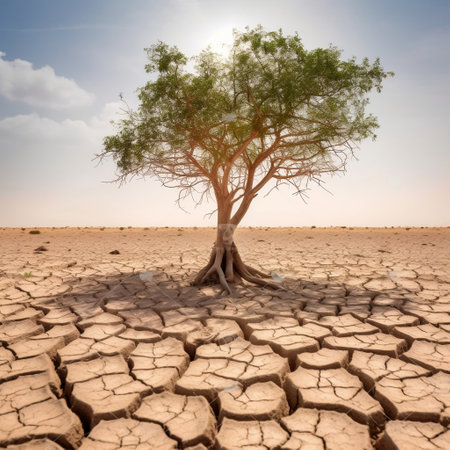Climate Change: Tree on Drought-Ridden Land Generative AIの素材