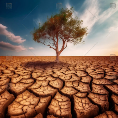 Climate Change: Tree on Drought-Ridden Land Generative AIの素材