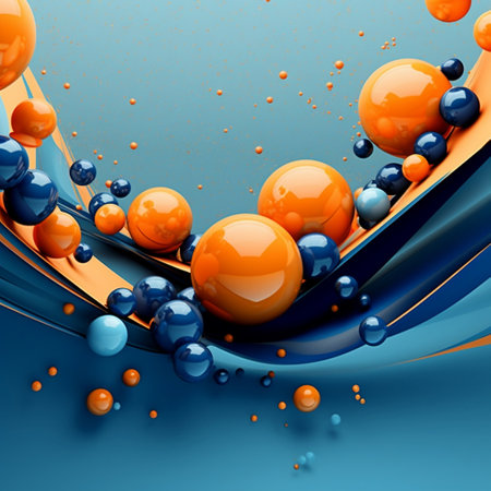 Blue and Orange Ball Banner Generative AIの素材