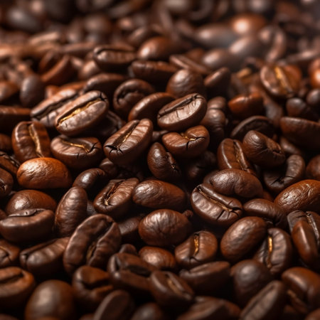 Flying Coffee Beans: Close-Up Background Generative AIの素材