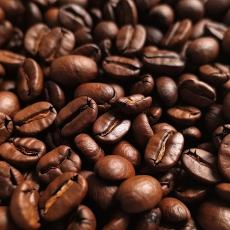 Flying Coffee Beans: Close-Up Background Generative AIの素材