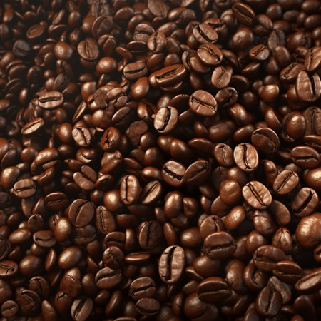 Flying Coffee Beans: Close-Up Background Generative AIの素材