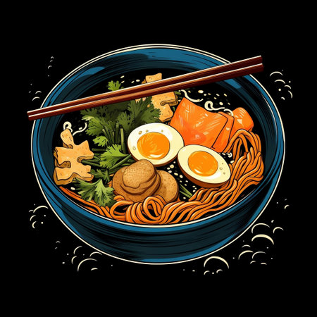 Japanese Ramen: Black Bowl Generative AIの素材