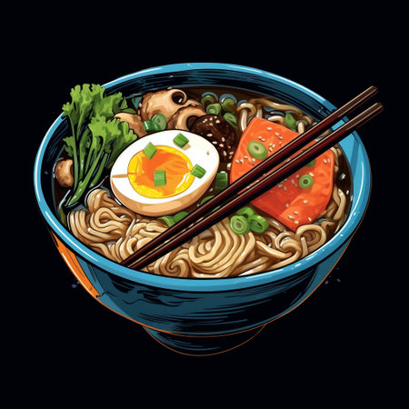 Japanese Ramen: Black Bowl Generative AIの素材
