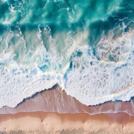 Beautiful Beach Waves: Ocean Background Generative AIの素材