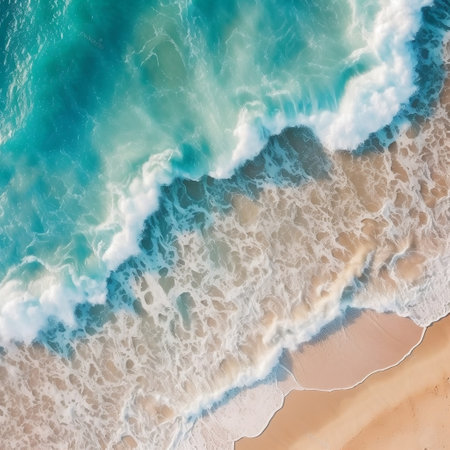 Beautiful Beach Waves: Ocean Background Generative AIの素材