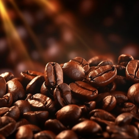 Flying Coffee Beans: Close-Up Background Generative AIの素材