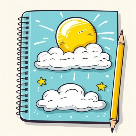 Cute Vector Sticker Design with Lined Paper for Writing Generative AIの素材