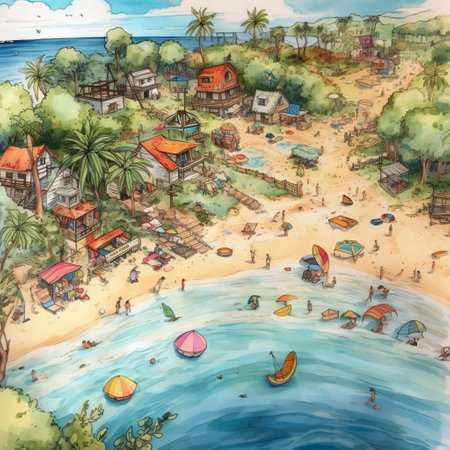Super Adorable Summer Beach Nursery Art Generative AIの素材