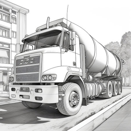 Incredible Coloring Pages of Construction Cement Truck Generative AIの素材