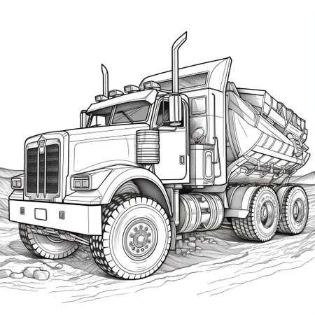 Incredible Coloring Pages of Construction Dump Trucks Generative AIの素材