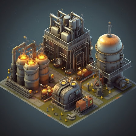 Isometric Game Asset: Clash of Clans Tank Factory (3D) Generative AIの素材