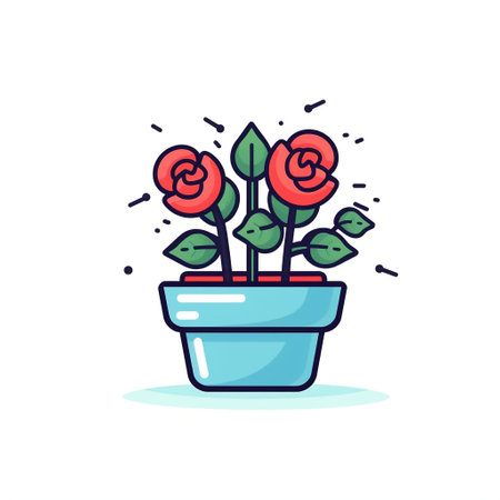 Comic Vector Pot of Roses Generative AIの素材