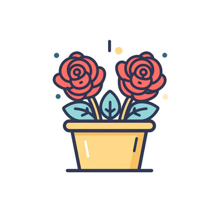 Comic Vector Pot of Roses Generative AIの素材