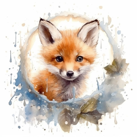Cute Baby Fox Nursery Art Generative AIの素材