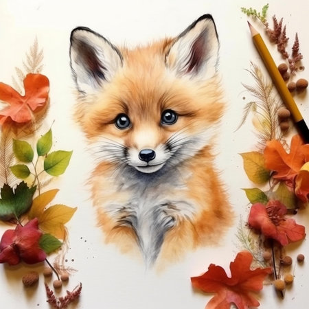 Cute Baby Fox Nursery Art Generative AIの素材