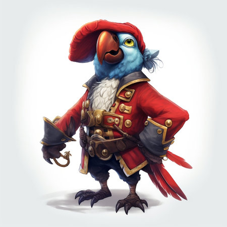 Cute Cartoon Pirate Parrot with a Room Generative AIの素材