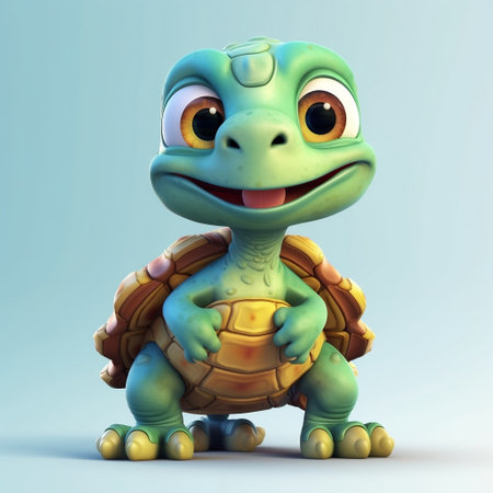 Cute Cartoon Turtle Character Generative AIの素材