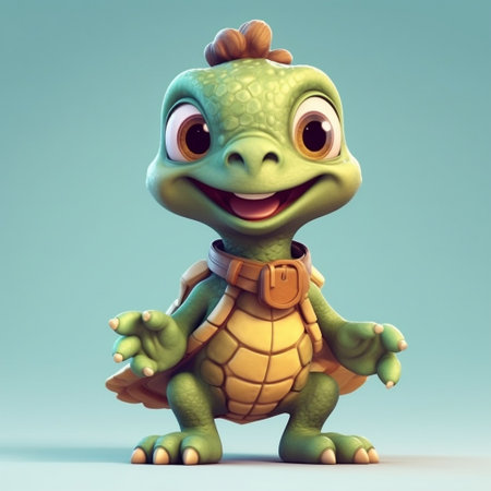 Cute Cartoon Turtle Character Generative AIの素材