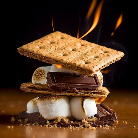 Melted Chocolate and Marshmallow with Graham Cracker Generative AIの素材
