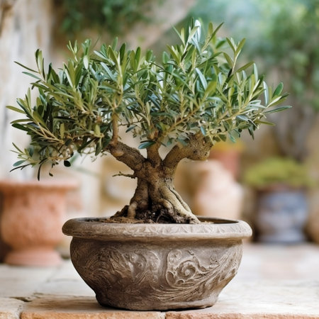 Mediterranean Style Olive Tree Pot Generative AIの素材