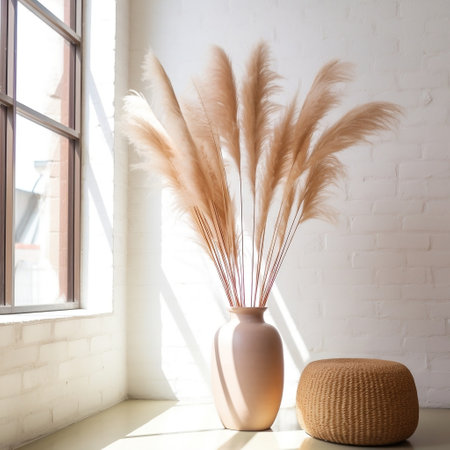 White Wall Pampas Grass Generative AIの素材