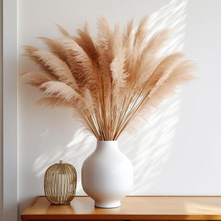 White Wall Pampas Grass Generative AIの素材