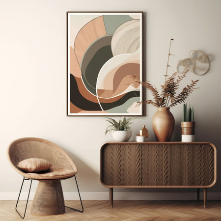 Abstract Boho Poster in Neutral Tones Generative AIの素材