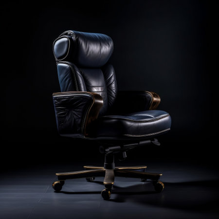 Leather Office Chair Against Black Background Generative AIの素材