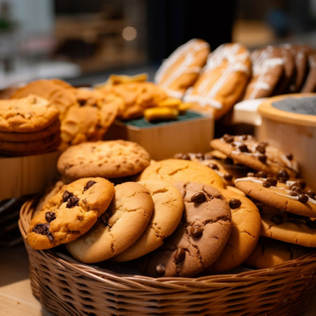 Tasty and Delicious Cookies in Bakery Shop Generative AIの素材