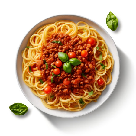 Vegan spaghetti bolognese on a transparent background AIの素材