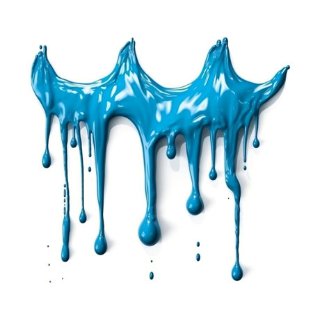 Abstract blue paint drips or slime isolated on white background AIの素材