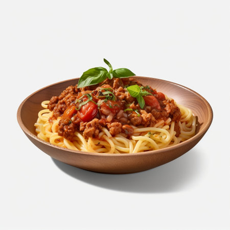 Vegan spaghetti bolognese on a transparent background AIの素材