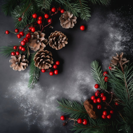 Christmas card mock-up with natural decor and green twigs AIの素材