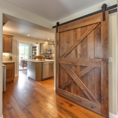 Interior sliding barn door for modern home design AIの素材