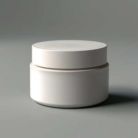 White cream container on a pale neutral background AIの素材