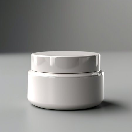 White cream container on a pale neutral background AIの素材