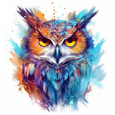Colorful Owl Portrait AIの素材